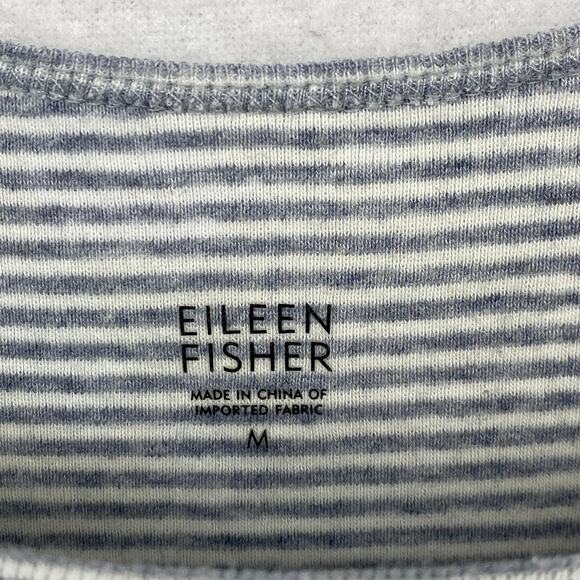 EILEEN FISHER Tank Top M Organic Cotton Jersey Striped Cami Scoop Neck Gray - Picture 5 of 13